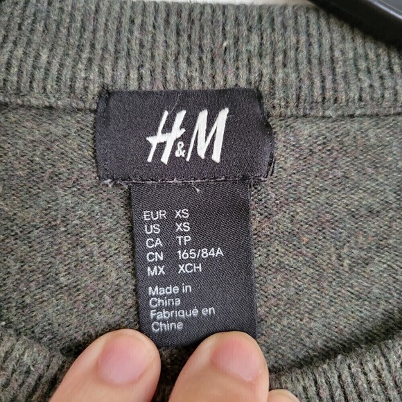 H&M Army Military Green Soft Long Sleeve Crew Neck Sweater Size XS - Picture 8 of 12